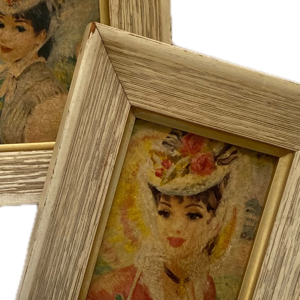 Vintage Art Prints Huldah Lady Portraits Mid Century Modern Wood frames